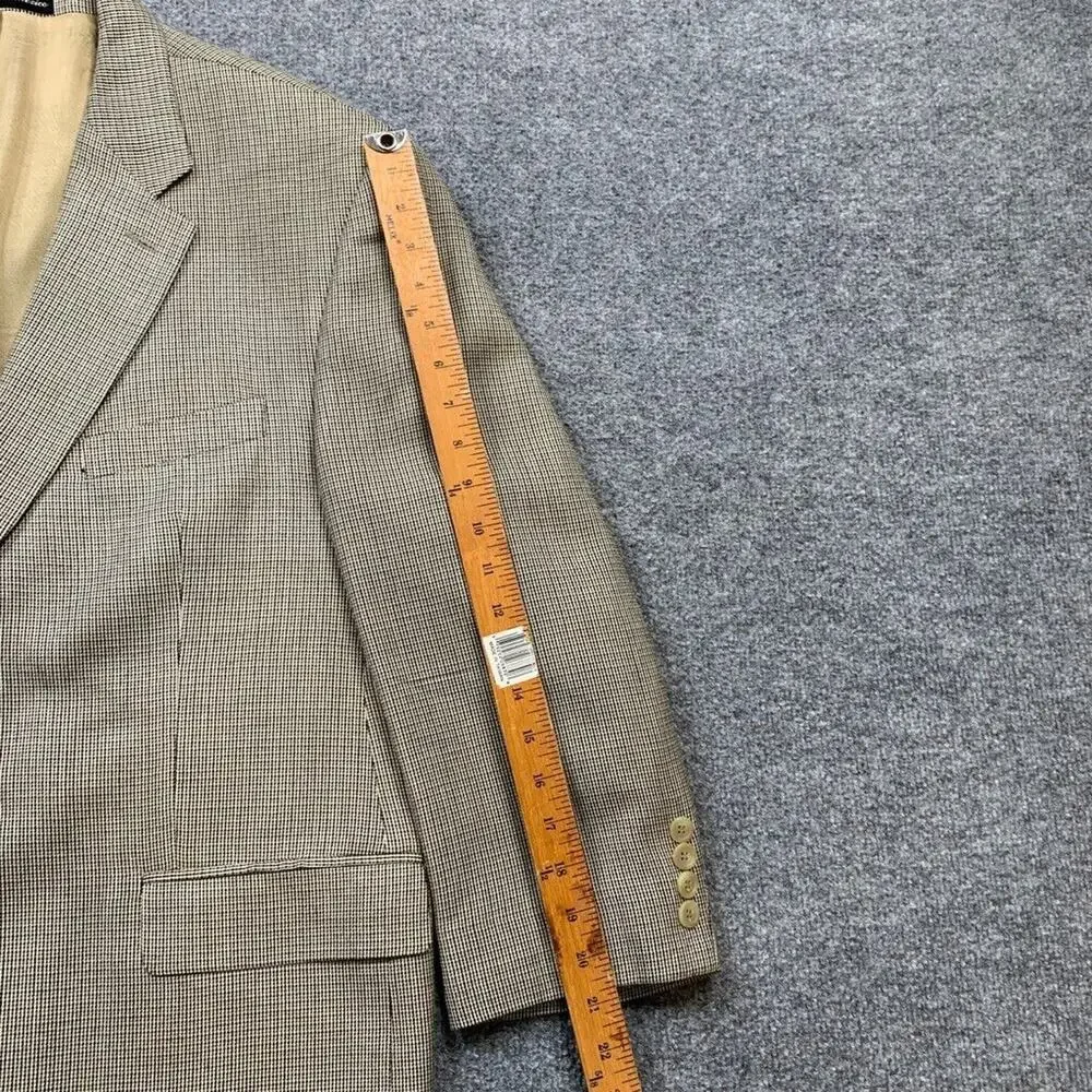 Ralph by‎ Ralph Lauren Blazer Mens 44 Cream Black Silk 2 Button Suit Jacket